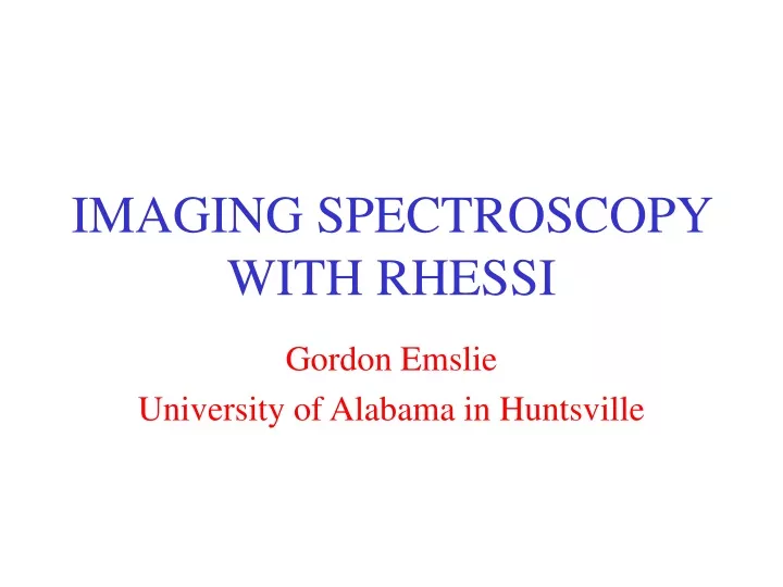 imaging spectroscopy with rhessi