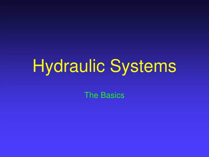 hydraulic systems