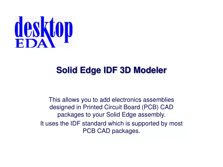 solid edge idf 3d modeler