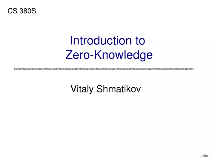 introduction to zero knowledge