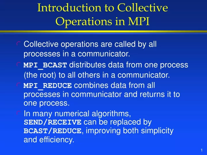 introduction to collective operations in mpi