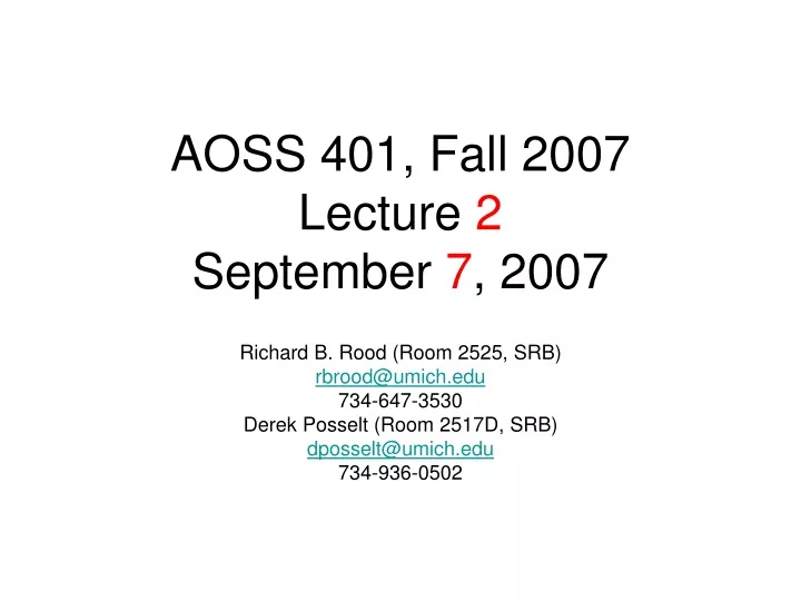 aoss 401 fall 2007 lecture 2 september 7 2007