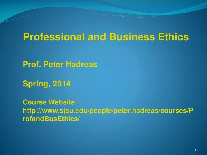 professional and business ethics prof peter