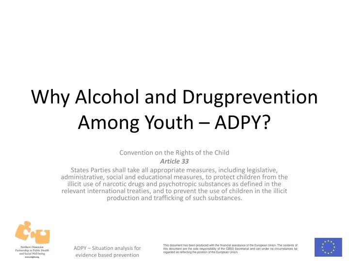 why alcohol and drugprevention among youth adpy