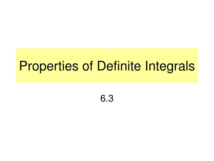 properties of definite integrals