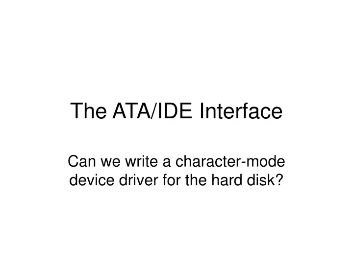 the ata ide interface