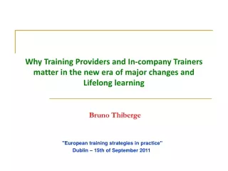 &quot;European training strategies in practice&quot; Dublin – 15th of September 2011