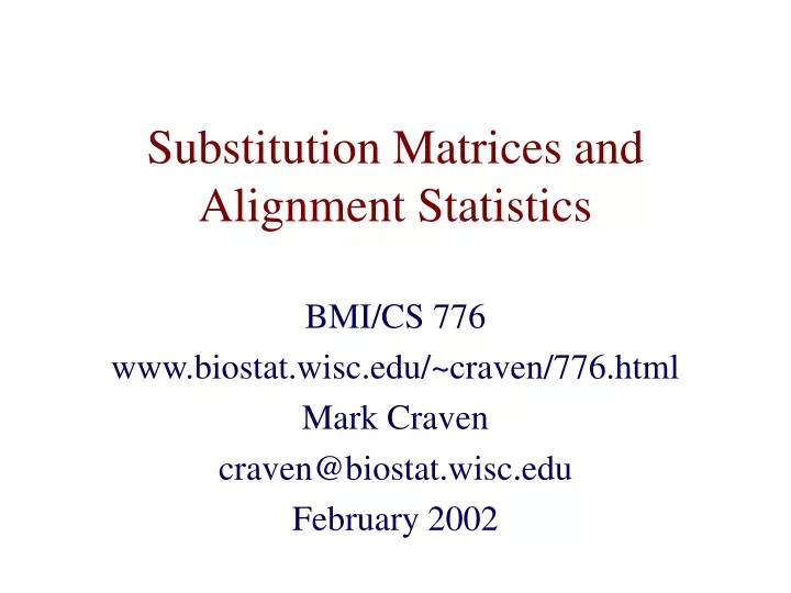 substitution matrices and alignment statistics