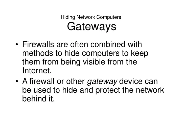 hiding network computers gateways