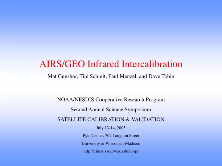 airs geo infrared intercalibration mat gunshor