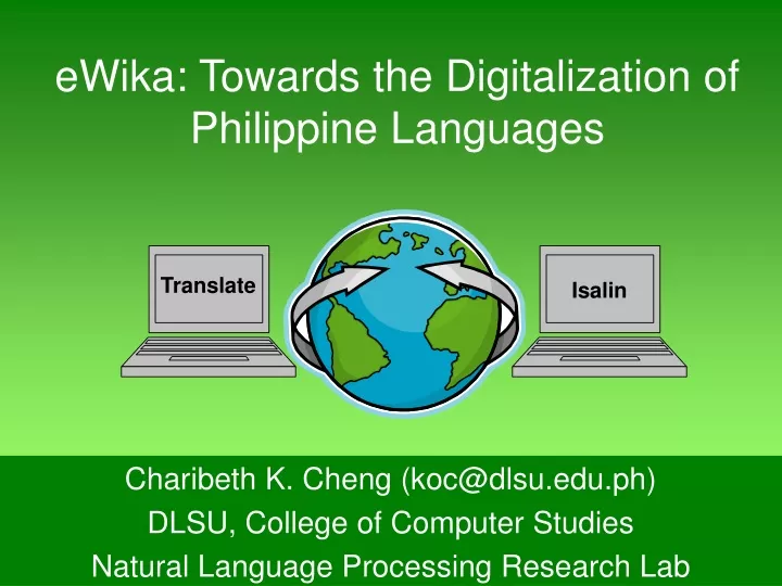 ewika towards the digitalization of philippine languages