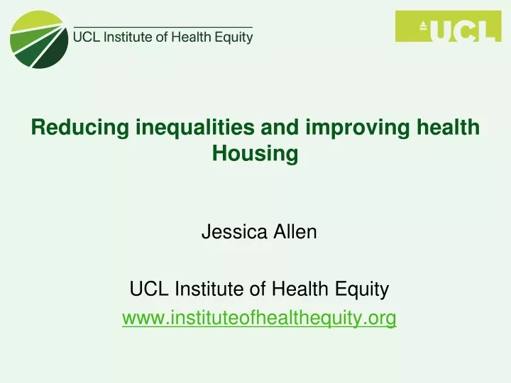 reducing inequalities and improving health housing
