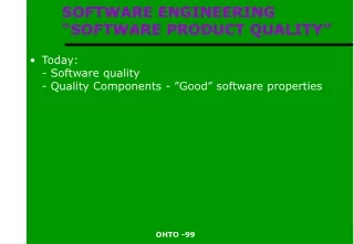 SOFTWARE ENGINEERING  “SOFTWARE PRODUCT QUALITY”