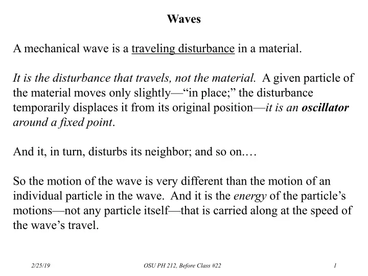 waves a mechanical wave is a traveling