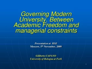 Governing Modern University. Between Academic Freedom and managerial constraints