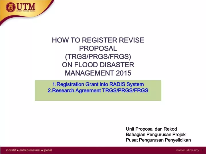 how to register revise proposal trgs prgs frgs