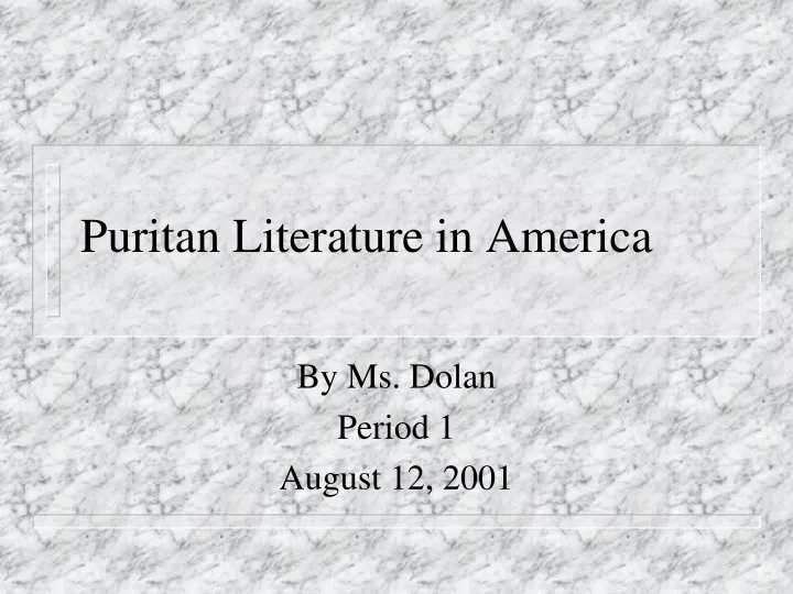 puritan literature in america