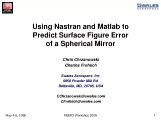 Using Nastran and Matlab to Predict Surface Figure Error of a Spherical Mirror