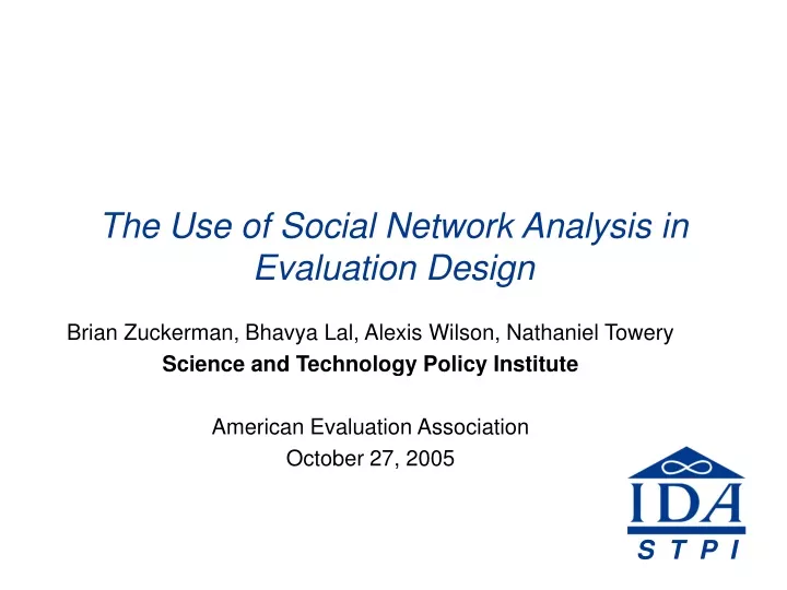 the use of social network analysis in evaluation design