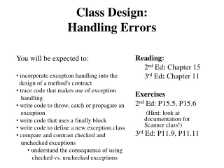 Class Design:  Handling Errors