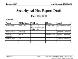 Security Ad-Hoc Report Draft