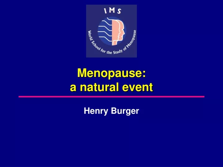 menopause a natural event