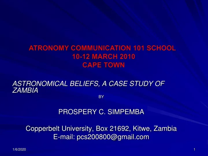 atronomy communication 101 school 10 12 march 2010 cape town