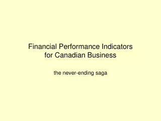 Financial Performance Indicators  for Canadian Business