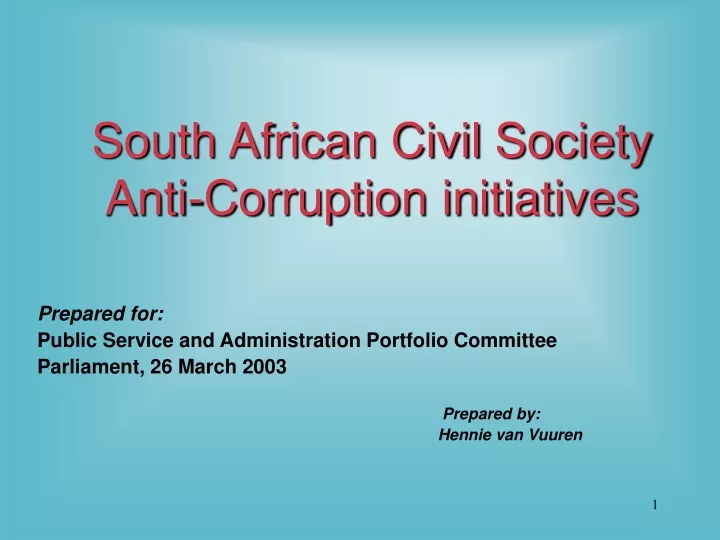 south african civil society anti corruption initiatives