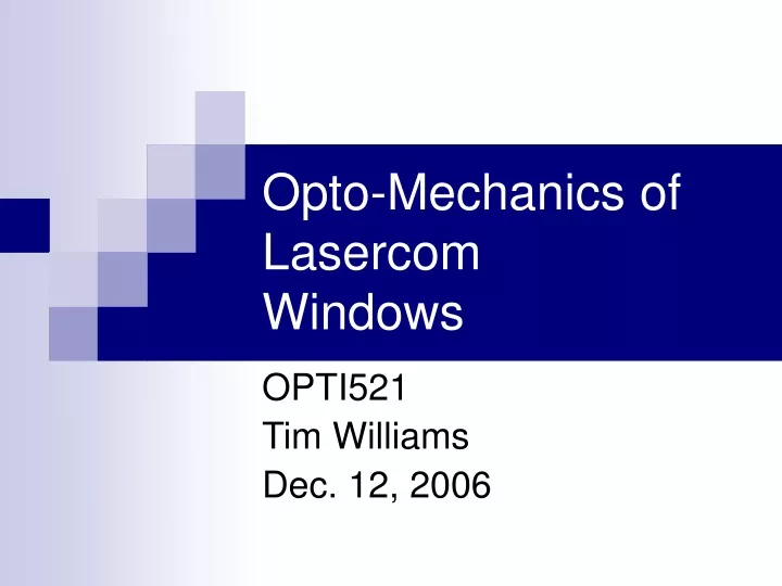 opto mechanics of lasercom windows