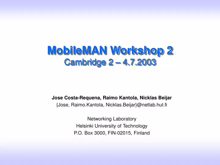 mobileman workshop 2 cambridge 2 4 7 2003