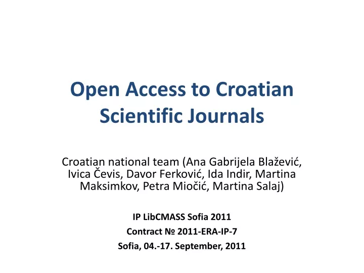 open access to croatian scientific journals