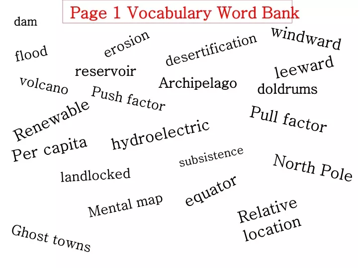 page 1 vocabulary word bank