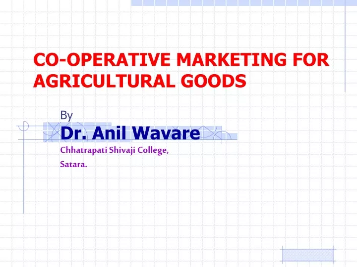 co operative marketing for agricultural goods