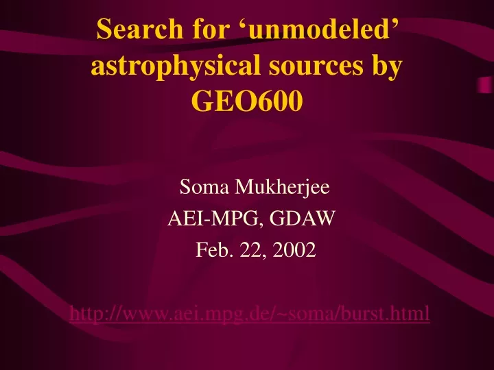 search for unmodeled astrophysical sources by geo600