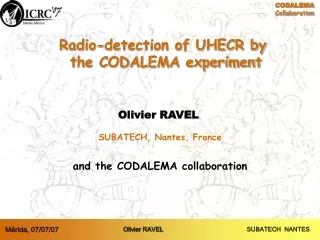 Radio-detection of UHECR by  the CODALEMA experiment