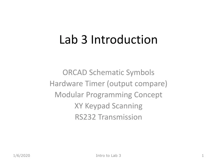 lab 3 introduction
