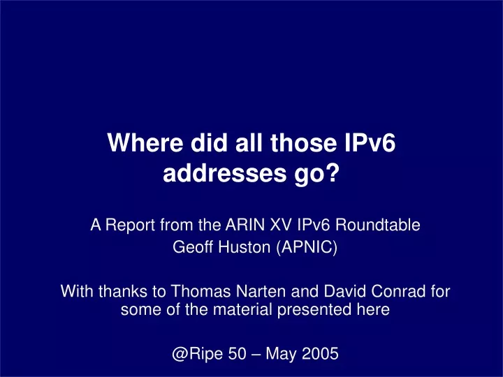 where did all those ipv6 addresses go