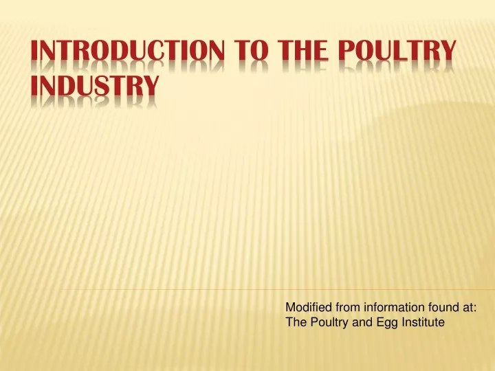 introduction to the poultry industry