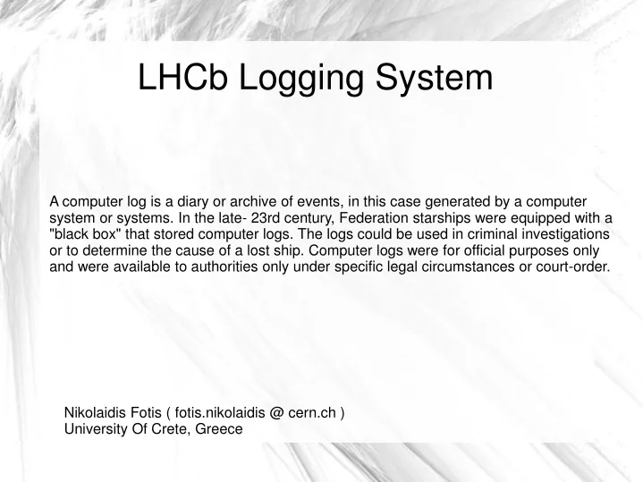 lhcb logging system
