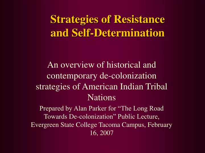 strategies of resistance and self determination