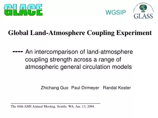 Global Land-Atmosphere Coupling Experiment   ----  An intercomparison of land-atmosphere