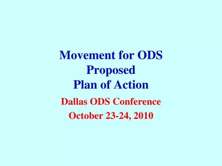 movement for ods proposed plan of action