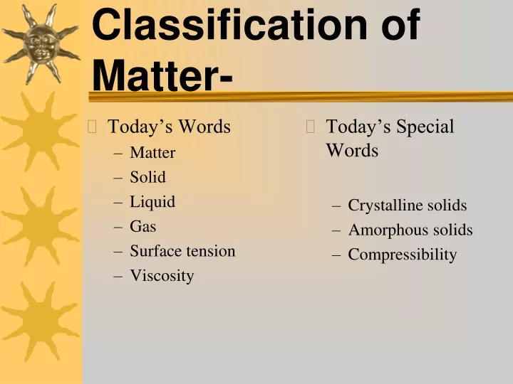 classification of matter