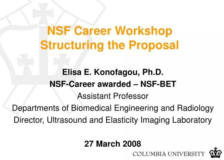 nsf career workshop structuring the proposal
