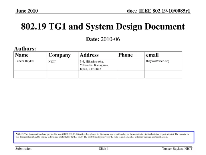 802 19 tg1 and system design document