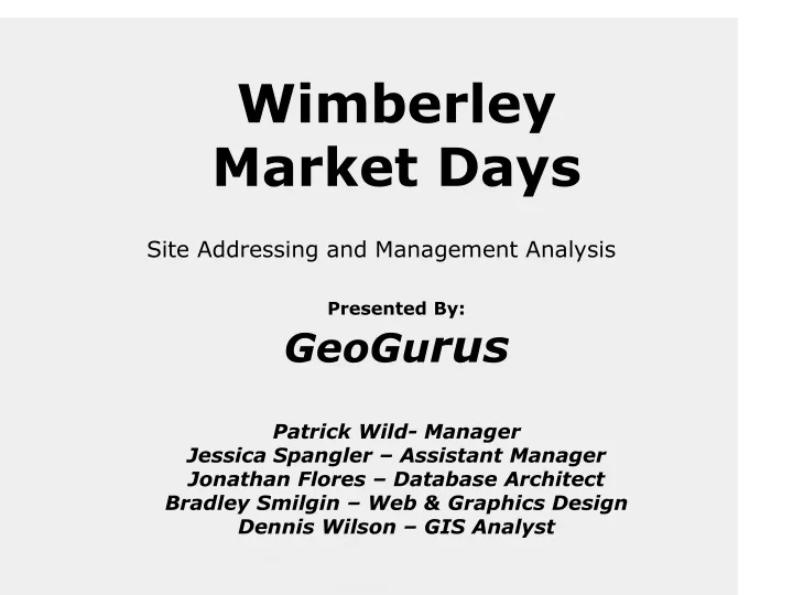 wimberley market days