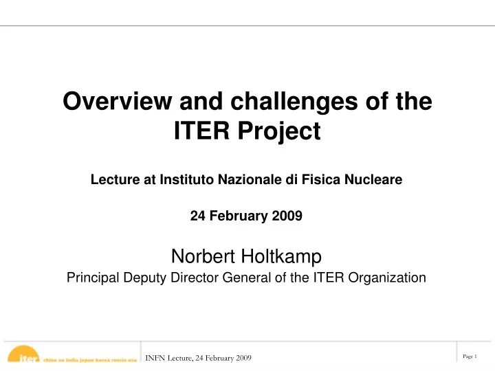overview and challenges of the iter project