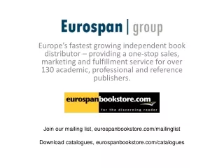 Join our mailing list, eurospanbookstore/mailinglist