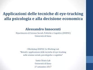 Applicazioni  delle tecniche di  eye-tracking  alla psicologia e alla decisione economica